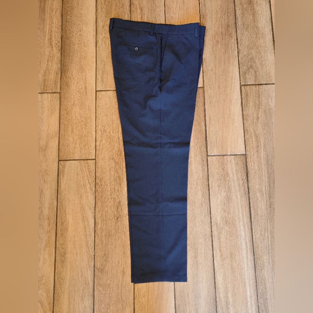 Kenneth Cole Dark Blue Dress Pants Slim Fit Flat Front